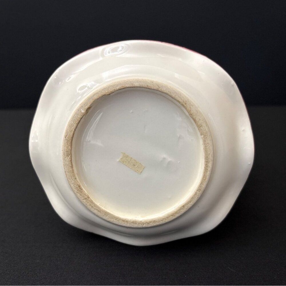 White Japanese Ceramic Pitcher Pink Floral Design Matching Saucer Plate Creamer - Picture 9 of 9